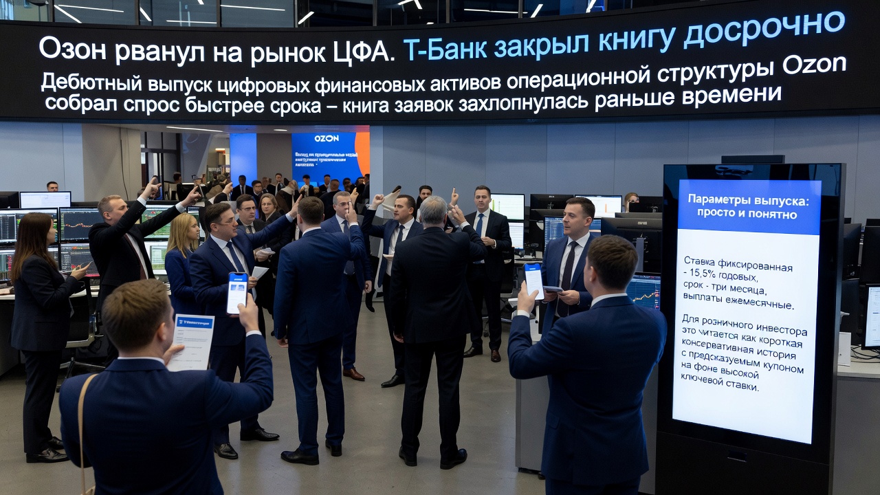 Озон рванул на рынок ЦФА. Т-Банк закрыл книгу досрочно
